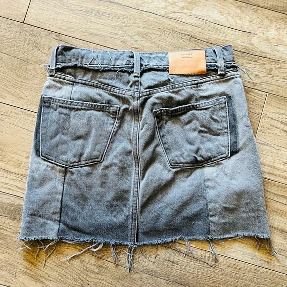 $345 FRAME DENIM Nouveau Le Mix Mini Skirt in Ash Mix Distressed Size 25 - Picture 6 of 6